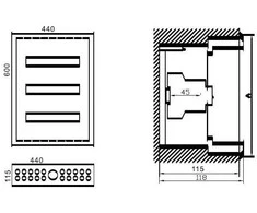 Paskirstymo Skydas Tibox 440x600x115mm; 3x16mod., Ip54, Potinkinis