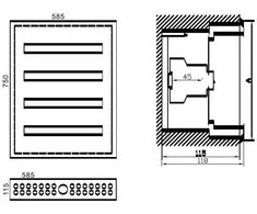 Paskirstymo Skydas Tibox 585x750x115mm; 4x24mod., Ip54, Potinkinis