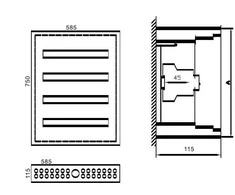 Paskirstymo Skydas Tibox 585x750x115mm; 4x24mod., Ip54, Virštinkinis