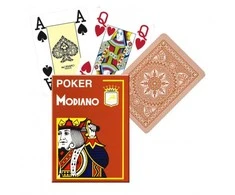 Poker 4 Jumbo Index Modiano Žaidimų Kortos (Rudos)