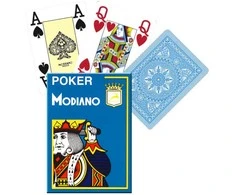 Poker 4 Jumbo Index Modiano Žaidimų Kortos (Šviesiai Mėlynos)