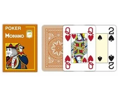 Poker 4 Jumbo Index Modiano Žaidimų Kortos (Rudos)