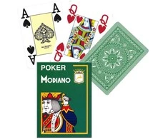 Poker 4 Jumbo Index Modiano Žaidimų Kortos (Tamsiai Žalios)