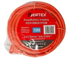 10 m retractable extension cord, PZO10M2x1.0 mm VERTEX