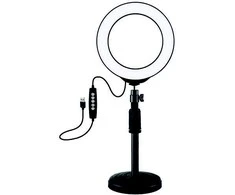 Puluz LED žiedinė lempa 16cm, su stovu iki 33cm, USB, RGBW