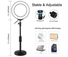 Puluz LED žiedinė lempa 16cm, su stovu iki 33cm, USB, RGBW
