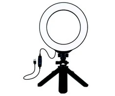 Puluz LED žiedinė lempa 16cm, su trikoju stovu 12-14.5cm, USB