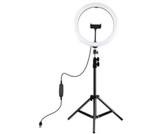 Puluz LED žiedinė lempa 30cm, su trikoju stovu iki 1.1m ir telefono laikikliu, USB