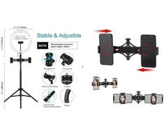 Puluz LED Žiedinė Lempa - 30cm su Reguliuojamu Stovu 37-165cm, 3 Telefono Laikikliais, USB