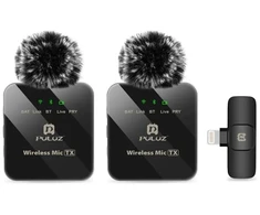 Puluz Mikrofonas - Belaidis Lavalier Dviejų Mikrofonų 10m Nuotolis 300mAh Baterija 8-Pin Imtuvas