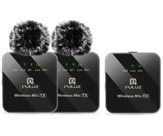 Puluz Mikrofonas - Belaidis Lavalier Dvigubas 2.4GHz USB Type-C Lightning 10m Diapazonas