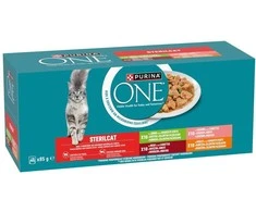 Purina Nestle Drėgnas Kačių Maistas - PURINA One Sterilcat Jautiena, Lašiša, Vištiena, Kalakutiena 40x85g
