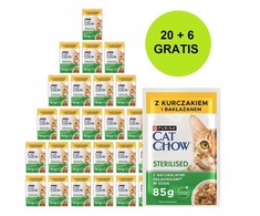 Purina Nestle Kačių Maistas - PURINA Cat Chow Sterilised vištiena &amp; Eggplant in Sauce 26x85g