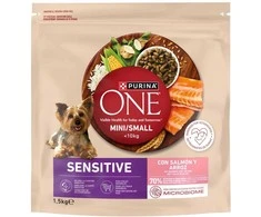 Purina Nestle ONE MINI Dog Sensitive lašiša & ryžiai 1,5kg
