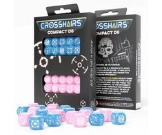 Q Workshop Crosshairs Compact D6 Rpg Kauliukų Rinkinys (Mėlynos Ir Rožinės Sp.)