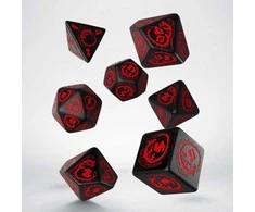 Q Workshop Dragons RPG Kauliukų Rinkinys Juodos Ir Raudonos Spalvų
