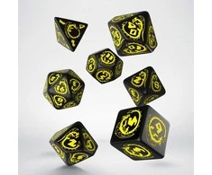 Q Workshop Dragons RPG Kauliukų Rinkinys Juodos Ir Geltonos Spalvų
