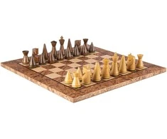 Šachmatų Rinkinys - Manopoulos Riešutmedžio 40cm Modernūs Figūrėlės 7.6cm Karalius
