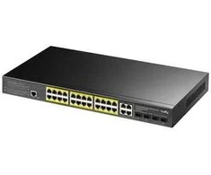 Šakotuvas Komutatorius - CUDY GS2028PS4-400W 24-Portų Gigabit L2 Valdomas PoE+ 400W 4x Gigabit Kombinuoti Prievadai