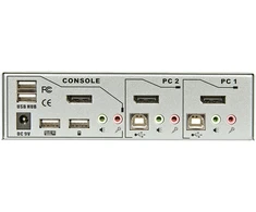 Lindy KVM Perjungiklis - 2 Port DisplayPort 1.2 KVM Perjungiklis 3840x2160@60Hz USB 2.0 Garso