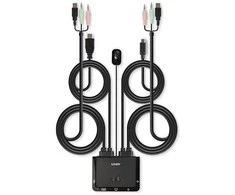 KVM jungiklis - LINDY 2 Prievadų HDMI 4K60, USB Type C KVM jungiklis, 3840x2160@60Hz, Juodas