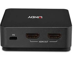 KVM Jungiklis - LINDY 2 Prievadų Type C, Dvigubas HDMI 4K60 KVM Jungiklis su USB 3.2 Gen 2, 100W PD