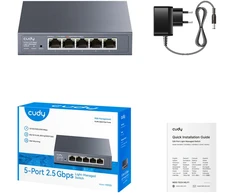 Šakotuvas Tinklo Jungiklis - Cudy 5-Port 2.5G Lengvai Valdomas, 25 Gbit/s, VLAN, Juodas