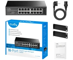 Šakotuvas Tinklo komutatorius - CUDY GS1016E 16-Port Gigabit 32 Gbit/s Metalinis Korpusas Juodas