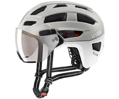 Šalmas - Uvex Finale Visor Full-Face Dviračių Šalmas, IAS Fit Sistema, 56–61 cm, Balta/Pilka