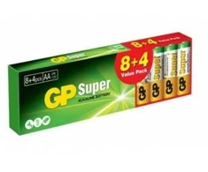 Gp Batteries Šarminės baterijos GP Super Alkaline AA 8+4 vnt.