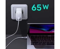 Sieninis Įkroviklis - AUKEY PA-B3 65W 2xUSB (1xUSB-C ir 1xUSB-A) Baltas