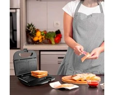 Skrudintuvas Black &amp; Decker Juodas &amp; Decker Sumuštinių Keptuvė - Juodas &amp; Decker BXSA753E 2 Riekelių Nelipni Juoda