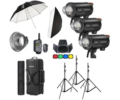 Studijinio Blykstinio Apšvietimo Rinkinys - Godox QT600IIIM D Trio 600 Ws 2 Šviesų Rinkinys