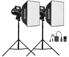 Studijinio blykstinio apšvietimo rinkinys - Godox EazyFlow Studio Starter Kit 2×400 Ws, 60×60 cm „Bowens“ softbokso tipo šviesdėžės, DM16 paleidiklis, 280 cm stovai