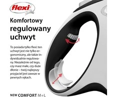 Flexi New Comfort Automatinis juostinis pavadėlis, 8 m / šunims iki 50kg / spalva: juoda ir balta
