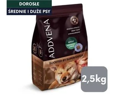 Šunų maistas - ADDVENA Boosted by Superfoods Suaugusiųjų Vidutinio/Didelio Mėsos 2.5kg