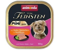 Šunų maistas - Animonda Vom Feinsten Senior Mini vištiena triušiena Basil 100g