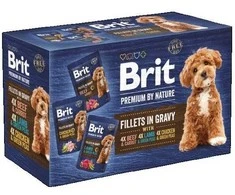 BRIT Premium by Nature Dog Fillets in Gravy Multipack 12x85g šlapias maistas padaže suaugusiems šunims