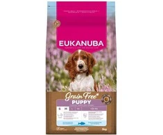Šunų maistas - EUKANUBA Be grūdų šuniukams mažiems/vidutiniams jūrų žuvies 3kg