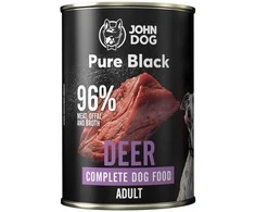 John Dog Pure Juodas dorosły jeleń šlapias Maistas šunims 400g