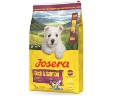 Josera MiniJunior antiena and lašiša sausas pašaras mažų veislių jauniems šunims su antiena ir lašiša, 900 g