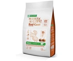 Nature's Protection Superior Care Raudona Coat begrūdis su ėriena Adult Small Breed 1,5kg, suaugusių, mažų veislių raudonkailių šunų sausas begrūdis pašaras su ėriena