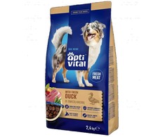 Šunų maistas - OptiVital su šviežia antis sauso maisto 2.4kg