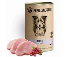 PAKA ZWIERZAKA kalakutiena ir spanguolės - šlapias šunų ėdalas - 400g