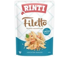 FINNERN GmbH end Co. KG Rinti Filetto šunų konservai su vištiena ir lašiša 100 g, maišelyje