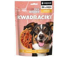 Šunų Priedas - PAN MIĘSKO Kvadratai Su Triušių Mėsa 100g Be Grūdų Hipoalerginis