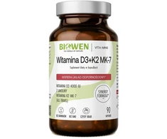 Sveikatos papildas - Biowen Vitaminai D3 + K2 MK-7, 90 Kapsulių, Be glitimo