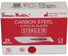 Swann-Morton CARBON STEEL Chirurginiai peiliai (Skalpeliai) Nr.22- 100vnt/1dėžutė