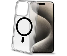 Telefono dėklas - Celly GELSKINMAG1113B „MagSafe“ dėklas, skirtas iPhone 16 Pro, skaidrus/juodas