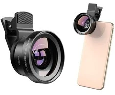 Telefono Objektyvas - Apexel APL-0.45WM 0.45x Plataus Kampo + 12.5x Makro Objektyvas